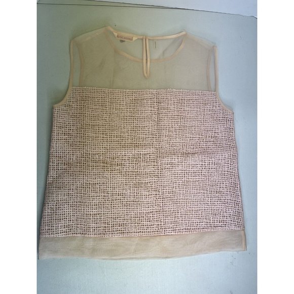 Rebecca Taylor Soft Pink Silk Net Lace Blouse Silk Top Tank Size 6 - Picture 7 of 14